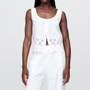GAP Linen-Blend Embroidered Vest extra large tall NEW WITH TAGS